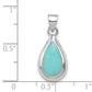 Sterling Silver Rhodium Polished Lab Created Turquoise Teardrop Pendant