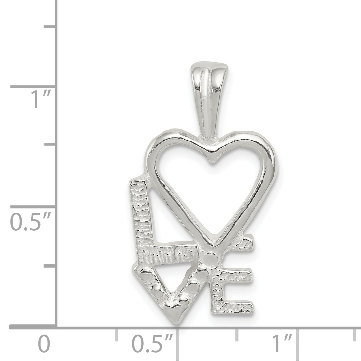 Sterling Silver Polished L Heart V E Chain Slide Pendant