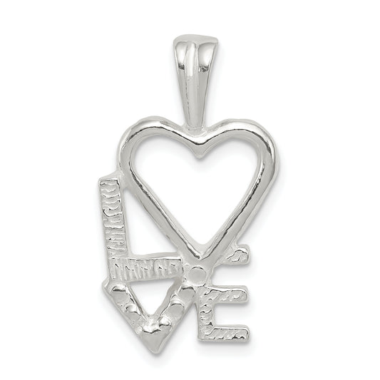 Sterling Silver Polished L Heart V E Chain Slide Pendant