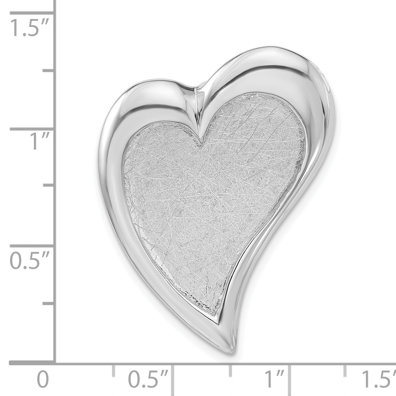 Sterling Silver Polished & Scratch Finish Heart Chain Slide Pendant