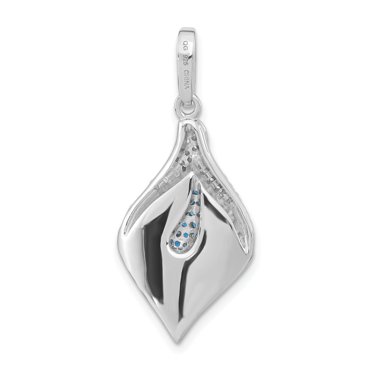 Sterling Silver Polished & Satin White Blue Cz Pendant