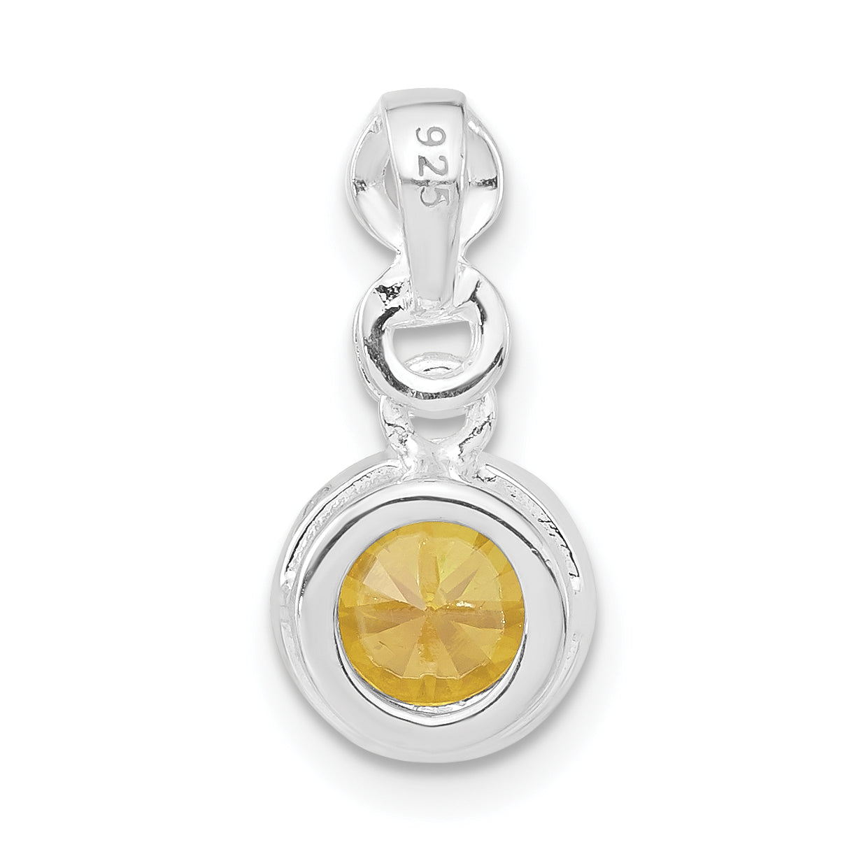 Sterling Silver Polished Yellow & Clear Cz Circles Chain Slide Pendant