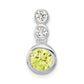 Sterling Silver Polished Green & Clear Cz Circles Chain Slide Pendant