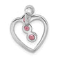 Sterling Silver Polished Pink Cz Heart Chain Slide Pendant