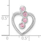 Sterling Silver Polished Pink Cz Heart Chain Slide Pendant