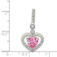 Sterling Silver Polished Clear Cz And Pink Heart Slide Pendant