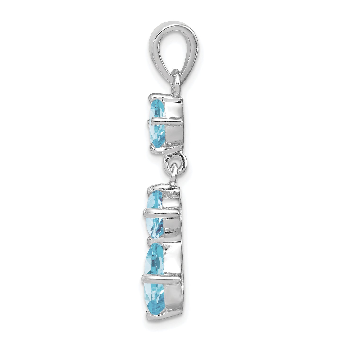 Sterling Silver Rhodium-Plated Blue Topaz Pendant