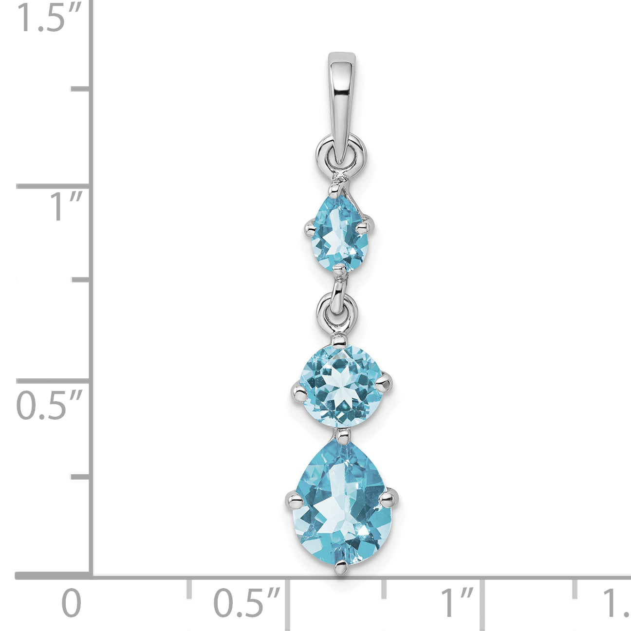 Sterling Silver Rhodium-Plated Blue Topaz Pendant