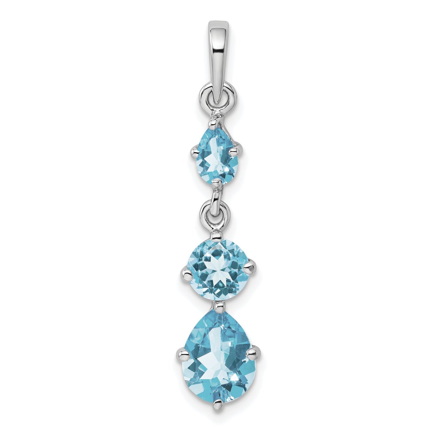 Sterling Silver Rhodium-Plated Blue Topaz Pendant