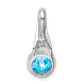 Sterling Silver Rhodium-Plated W/Cz And Blue Topaz Pendant