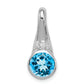 Sterling Silver Rhodium-Plated W/Cz And Blue Topaz Pendant