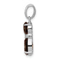 Sterling Silver Rhodium-Plated Smoky Quartz And Diamond Pendant