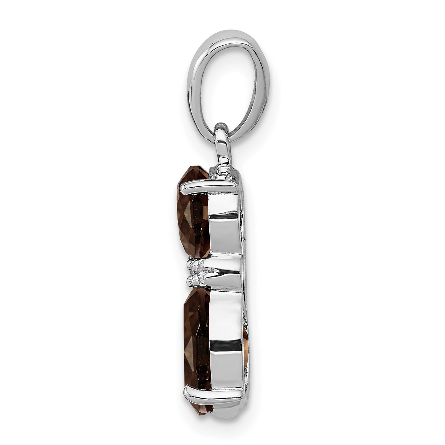 Sterling Silver Rhodium-Plated Smoky Quartz And Diamond Pendant