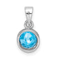 Sterling Silver Rhodium-Plated Polished Blue Topaz Round Pendant