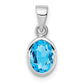 Sterling Silver Rhodium-Plated Polished Blue Topaz Oval Pendant