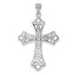 Sterling Silver Rhodium & Diam. Filigree Cross Pendant