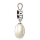 Sterling Silver Rhodium-Plated Garnet 8-9mm Fwc Pearl Teardrop Pendant