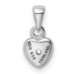 Sterling Silver Rhodium-Plated Polished Cz Heart Children'S Pendant