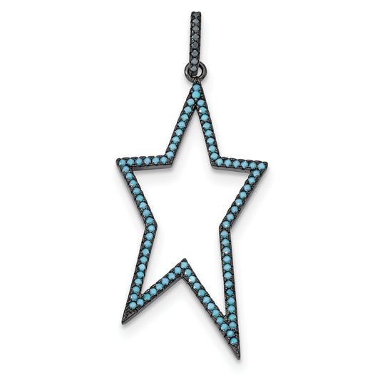 Sterling Silver Black-Rhodium Dyed White Howlite Star Pendant