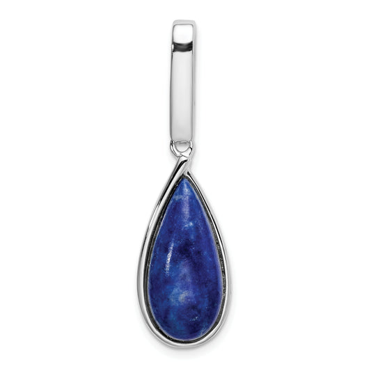 Sterling Silver Rhodium-Plated Natural Lapis Teardrop Pendant