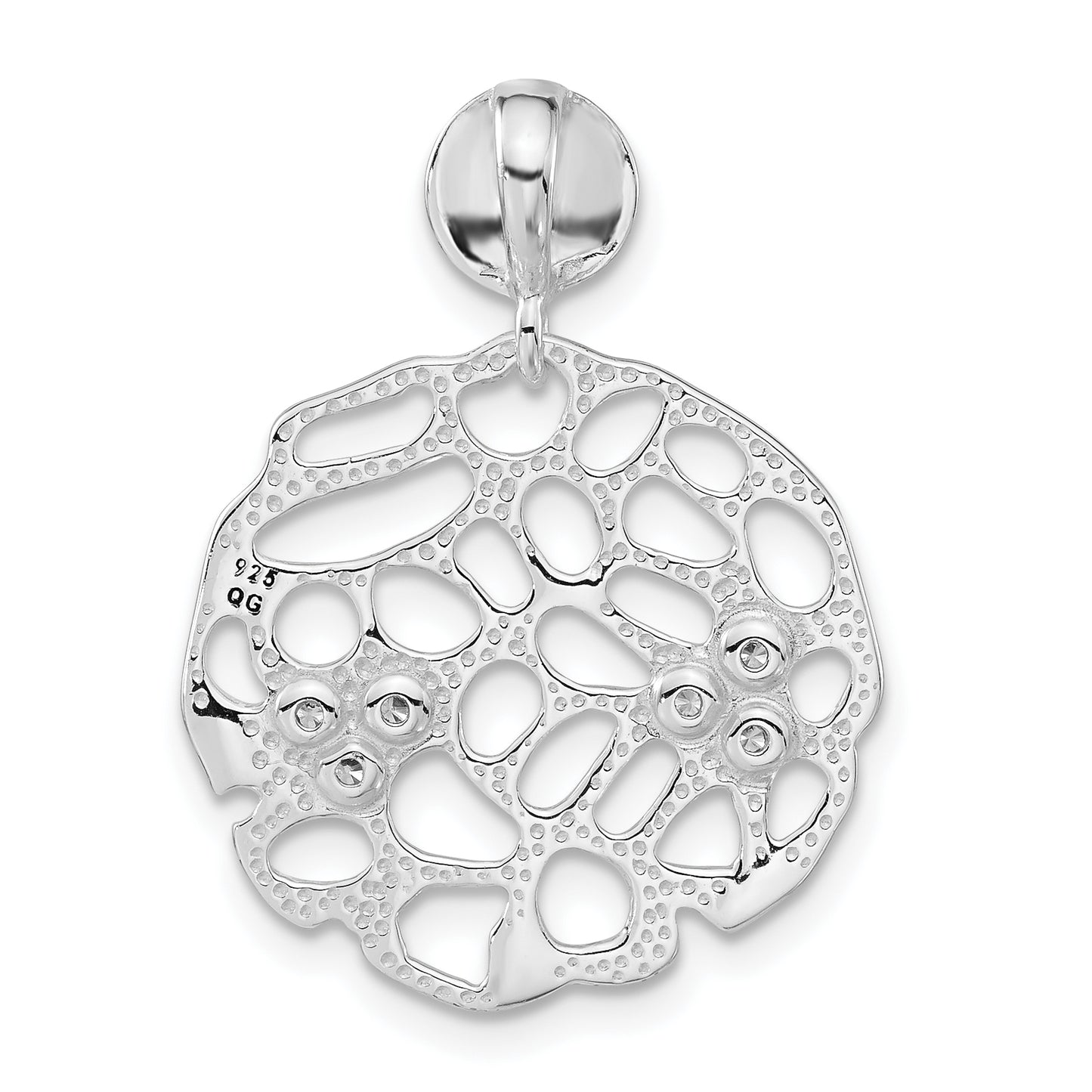 Sterling Silver Polished Fancy Cz Chain Slide Pendant