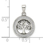 Sterling Silver Antiqued Enamel Glitter Tree In Circle Pendant