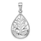 Sterling Silver Rhodium-Plated Polished Tree Teardrop Pendant