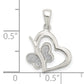 Sterling Silver Polished Glitter Enamel Heart W/Butterfly Pendant