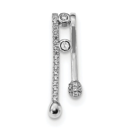 Sterling Silver Rhodium-Plated Cz Chain Slide Pendant