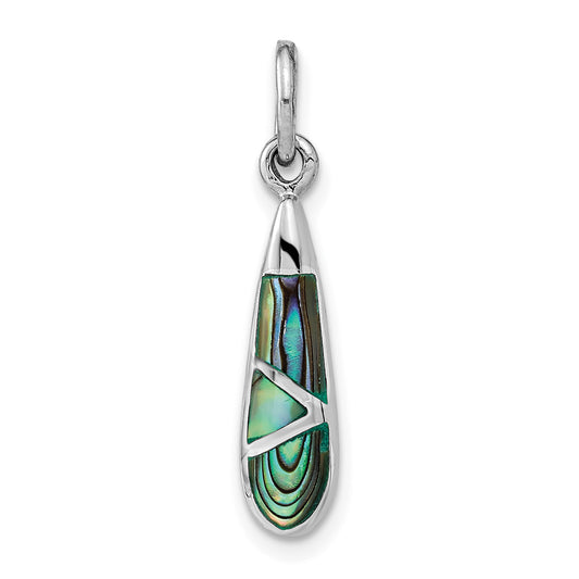 Sterling Silver Rhodium-Plated Abalone Teardrop Pendant