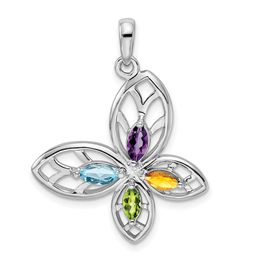 Sterling Silver Rhodium-Plated Pe Ci Am Swiss Bt Butterfly Pendant