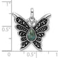 Sterling Silver Rhodium/Oxidized Reconstituted Turquoise Butterfly Pendant