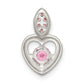 Sterling Silver Pink Cz Heart Chain Slide Pendant