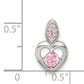 Sterling Silver Pink Cz Heart Chain Slide Pendant