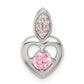 Sterling Silver Pink Cz Heart Chain Slide Pendant