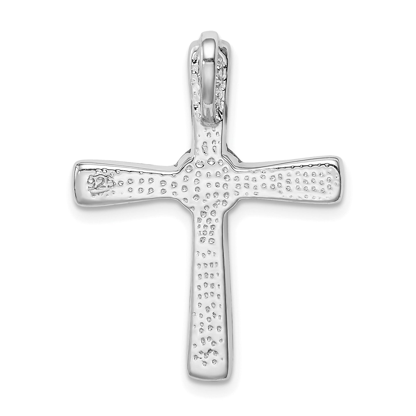 Sterling Silver Rhodium-Plated Created Opal Cross Slide Pendant