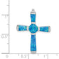 Sterling Silver Rhodium-Plated Created Opal Cross Slide Pendant