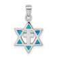 Sterling Silver Rhodium-Plated Star Of David Created Opal Cz Pendant