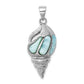 Sterling Silver Rhodium-Plated Polished And Antiqued Larimar Shell Pendant