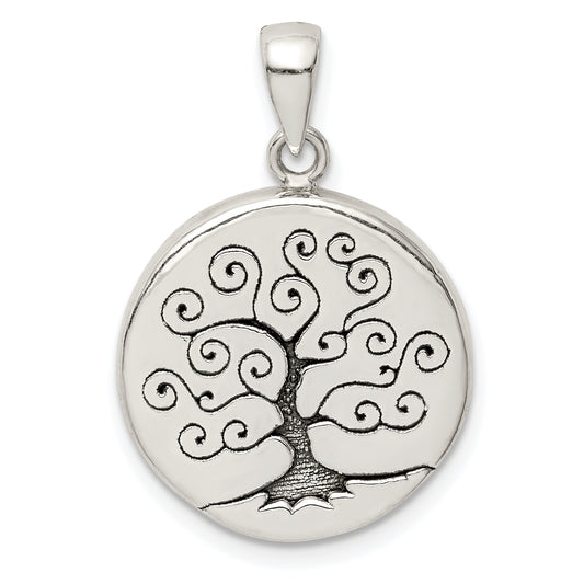 Sterling Silver Antiqued Tree Pendant