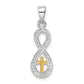 Sterling Silver Rhodium-Plated & Gold Tone Cross Infinity Pendant