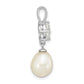 Sterling Silver Rhod-Plated White Topaz 8-10mm Teardrop Fwc Pearl Pendant