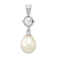 Sterling Silver Rhod-Plated White Topaz 8-10mm Teardrop Fwc Pearl Pendant