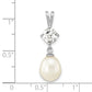 Sterling Silver Rhod-Plated White Topaz 8-10mm Teardrop Fwc Pearl Pendant