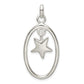 Sterling Silver Polished Oval Dangle Star Pendant