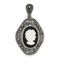 Sterling Silver Antiqued Marcasite Black Agate & Mop Cameo Pendant