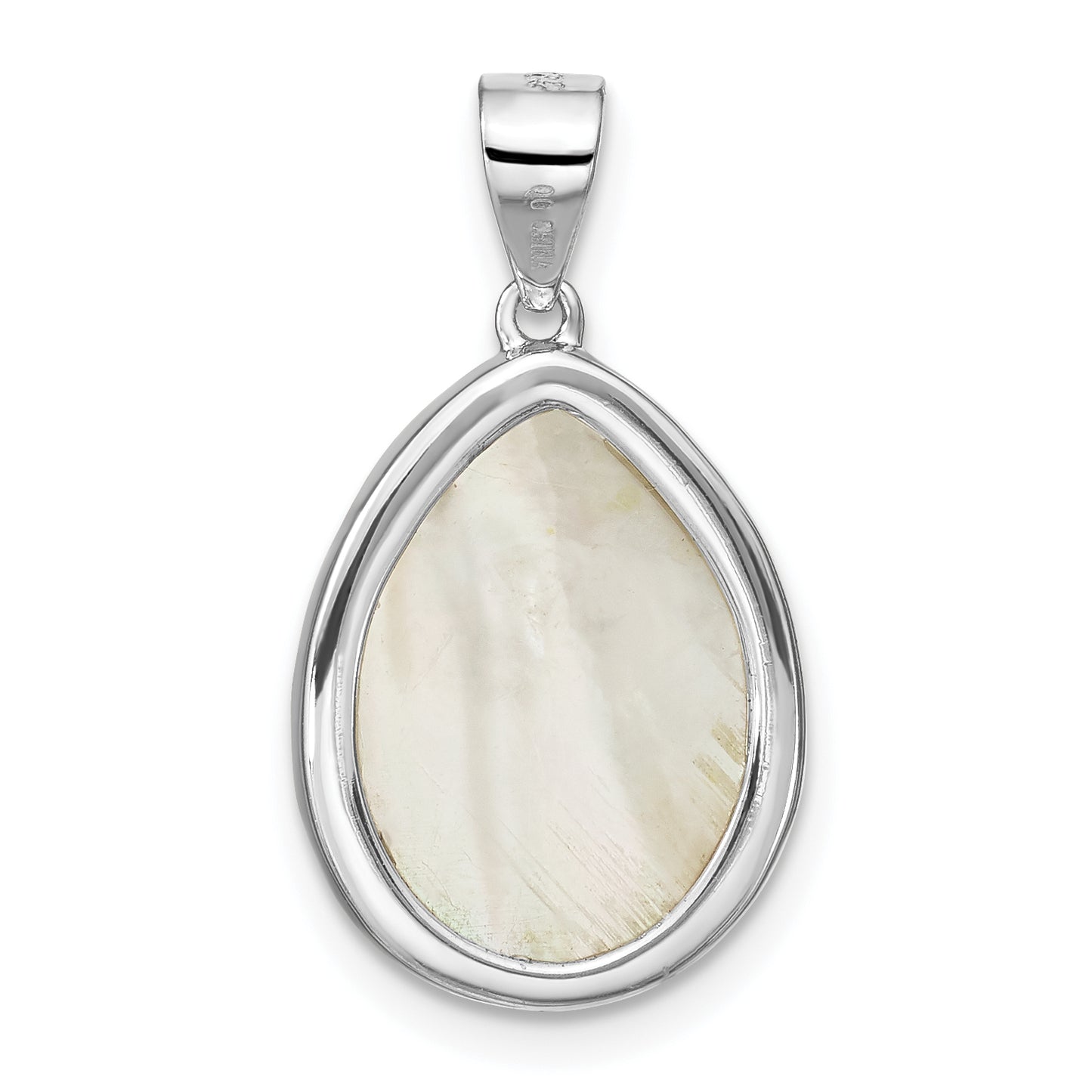 Sterling Silver Rhodium-Plated Glass Teardrop Pendant