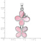 Sterling Silver Polished Pink Shell Double Butterfly Pendant