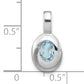 Sterling Silver Rh-Plated Sky Blue Topaz Oval Pendant