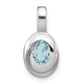 Sterling Silver Rh-Plated Sky Blue Topaz Oval Pendant